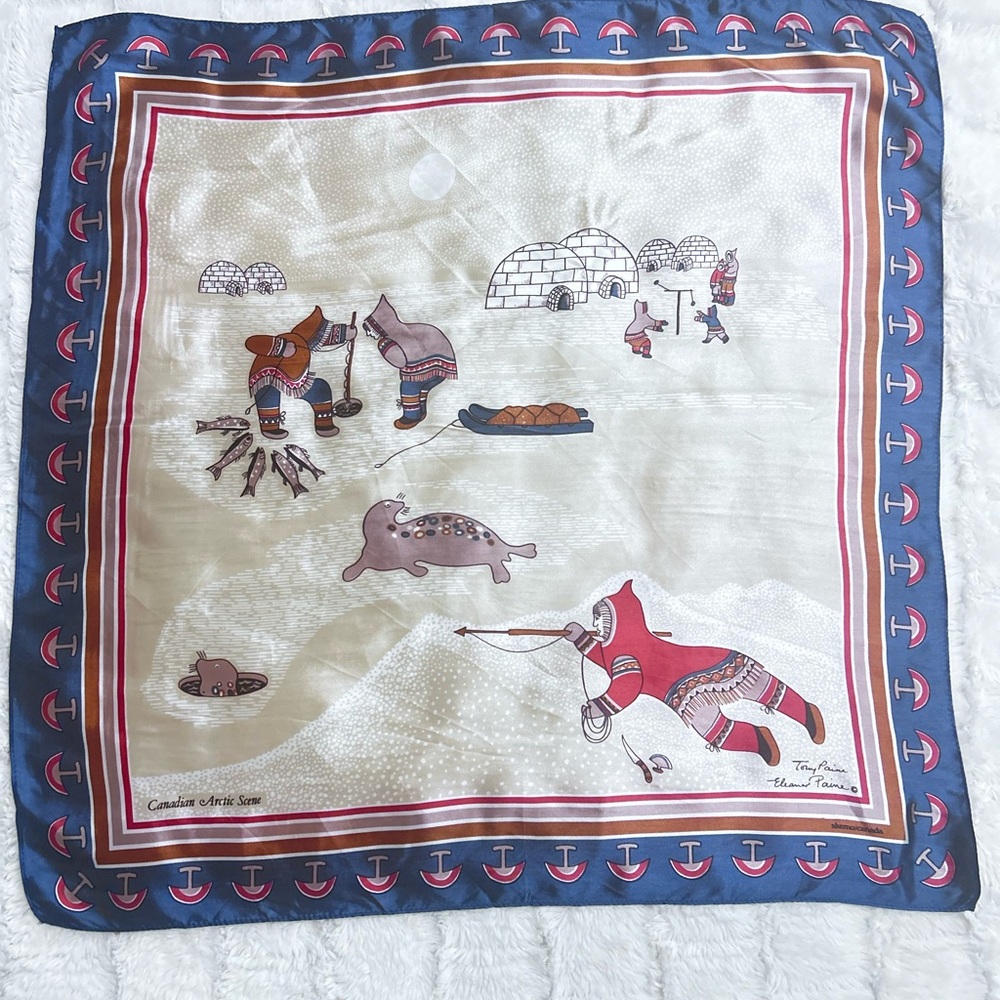 Vintage‎ Skemo Canadian Arctic Scene Square Scarf by Tony & Eleanor Paine